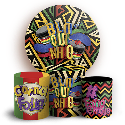 KIT Redondo e Trio Sublimado 3D - Carnaval