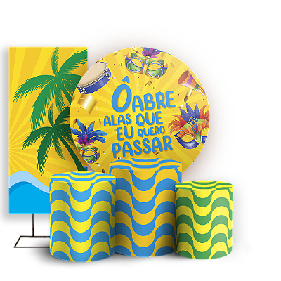 KIT Redondo Trio e Faixa Sublimado 3D - Carnaval