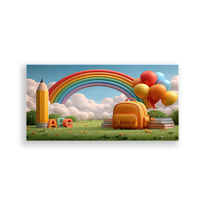 Painel Retangular Sublimado 3D - Fundo Fotografico Escola ABC