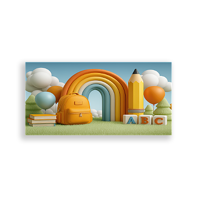 Painel Retangular Sublimado 3D - Fundo Fotografico Escola ABC