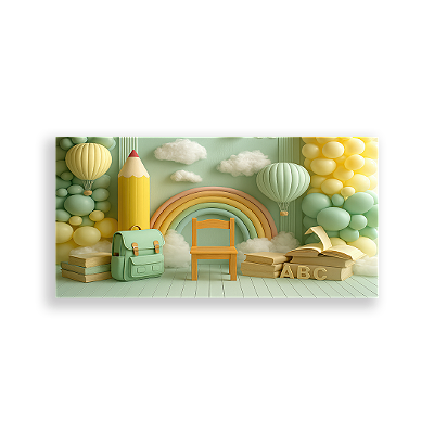 Painel Retangular Sublimado 3D - Fundo Fotografico Escola ABC