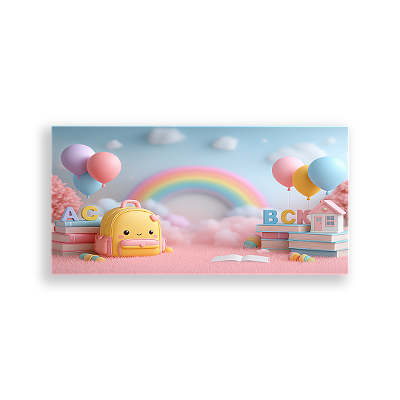 Painel Retangular Sublimado 3D - Fundo Fotografico Escola ABC