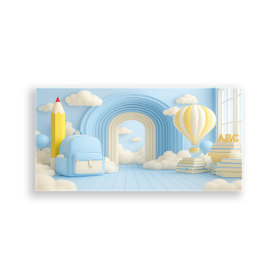 Painel Retangular Sublimado 3D - Fundo Fotografico Escola ABC