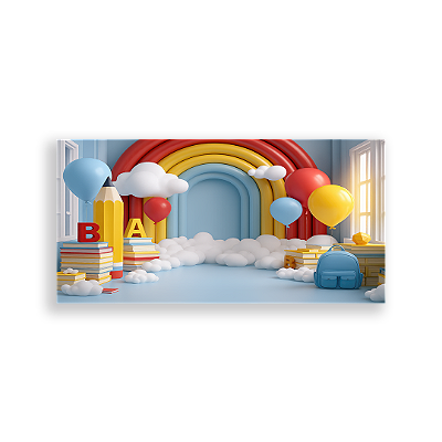 Painel Retangular Sublimado 3D - Fundo Fotografico Escola ABC