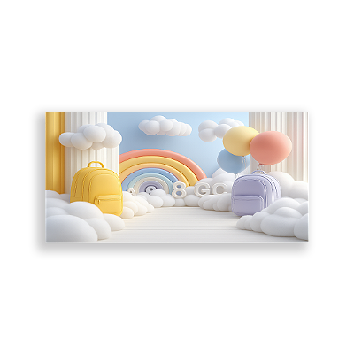 Painel Retangular Sublimado 3D - Fundo Fotografico Escola ABC