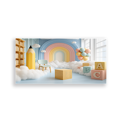 Painel Retangular Sublimado 3D - Fundo Fotografico Escola ABC