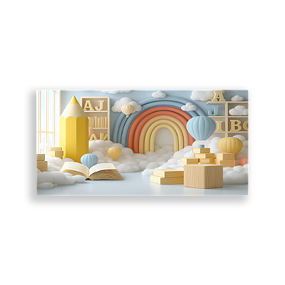 Painel Retangular Sublimado 3D - Fundo Fotografico Escola ABC