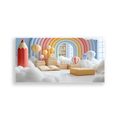 Painel Retangular Sublimado 3D - Fundo Fotografico Escola ABC