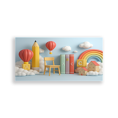 Painel Retangular Sublimado 3D - Fundo Fotografico Escola ABC