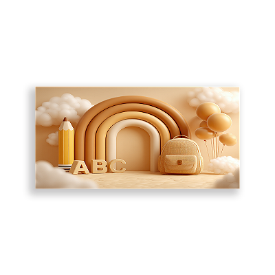 Painel Retangular Sublimado 3D - Fundo Fotografico Escola ABC