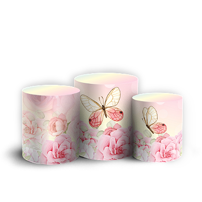 Capas Trio Cilindro Sublimado Vest Facil - Borboleta