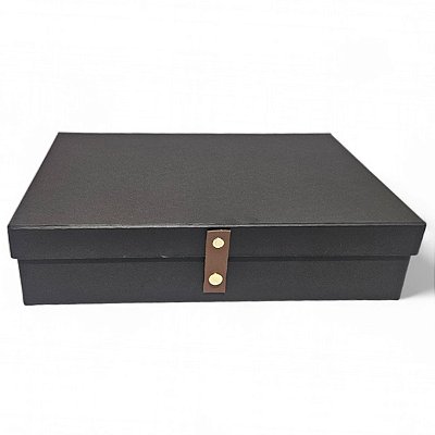 Caixa De Presente 35x25x8 Tampa Presa Fecho de Couro