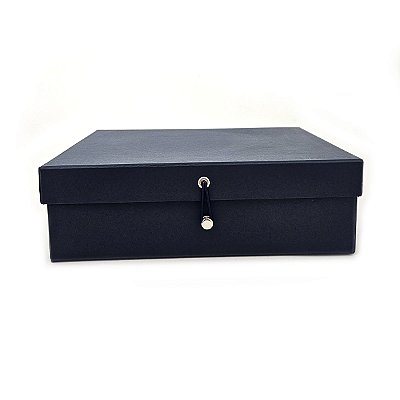 Caixa Cartonada 26x22x8 Tampa Presa Papelão Rigido Azul Azul Porto Seguro