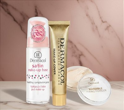 Kit Trio Perfeito Dermacol (primer, base de alta cobertura e pó translúcido)