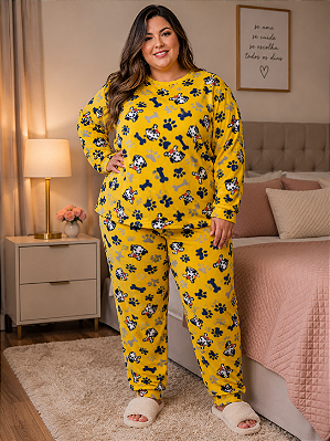 Pijama Plus Size Soft Inverno Tamanho Grande Quentinho Plush