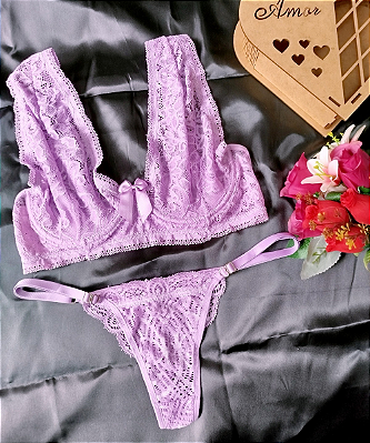 Conjunto Renda na Alça Calcinha Coração