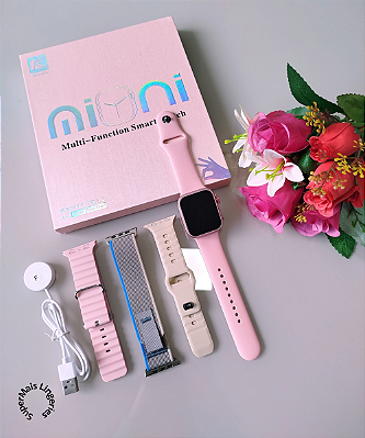 Smartwatch Feminino WS26 Ultra 2 Mini - Multi Funções - Kit Com 4 Pulseiras