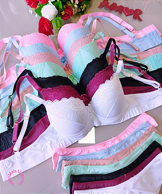 Conjunto de Sutiã e Calcinha Reforçado Marca Romance