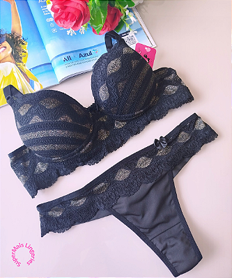 Conjunto de Lingerie Com Bojo em Renda