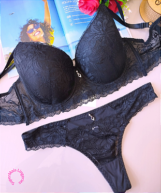 Conjunto de Lingerie Plus Size Tamanho 50 Preto