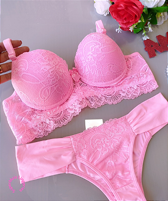 Conjunto de Lingerie Com Bojo e Renda