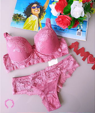 Conjunto de Lingerie Com Bojo todo em Renda