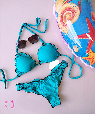 Biquíni Ripple Liso Levanta Bumbum Verde