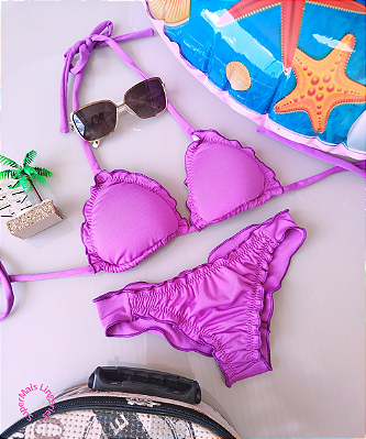 Biquíni Ripple Liso Levanta Bumbum Roxo