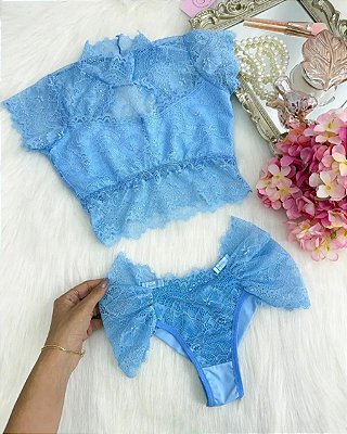 Conjunto de Lingerie Princesa Azul Claro