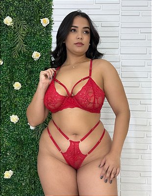 Conjunto Leona Plus Size Renda Strappy REF C233