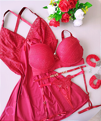 Kit Plus Size Lingerie Completo Vermelho