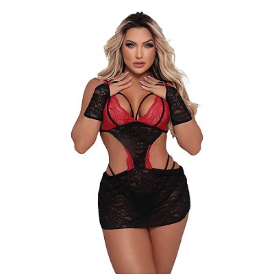 Camisola Esposinha Puta em Renda Tallyta Moda Apimentada Tamanho Único