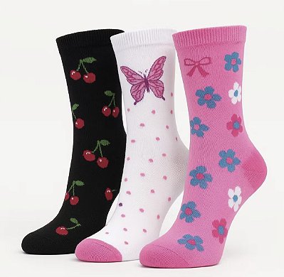 Kit 3 Pares Meias Femininas Cano Longo