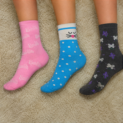 Kit 3 Pares Meias Femininas Cano Longo REF 3540