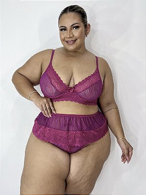 Conjunto Lingerie Plus Size Três Peças Cloe