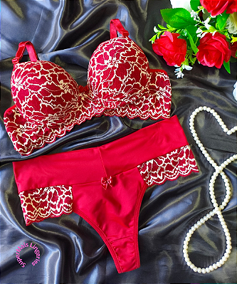 Conjunto Lingerie Vermelha Tamanho M REF 4029