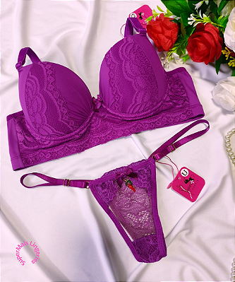 Conjunto de Lingerie Fúcsia com Bojo Tamanho G