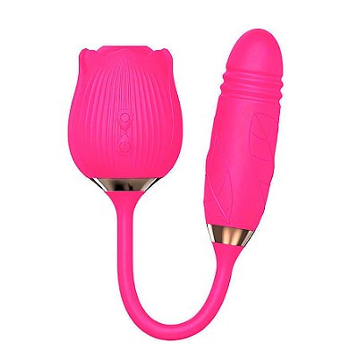Estimulador/Vibrador Rosa Duplo com 10 Modos de Vibração, Pulsação e Vai e Vem Vip Mix
