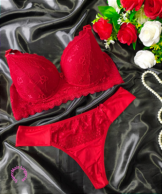 Conjunto de Lingerie Vermelho Tamanho GG