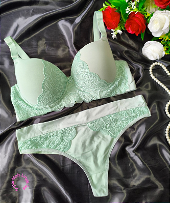 Conjunto de Lingerie Verde Água Tamanho GG