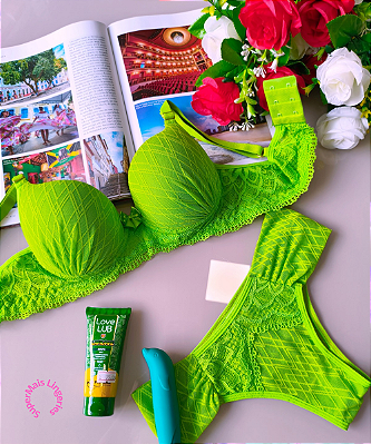 Conjunto Lingerie Verde Neon Tamanho P