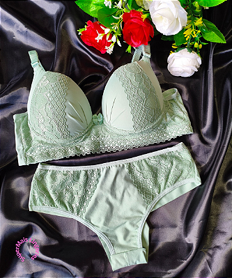 Conjunto de Lingerie em Poliamida Verde Tamanho M