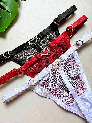 Tanga Coração Strass REF 641 Tamanho Único