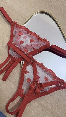 Calcinha Bordado Coração Plus Size