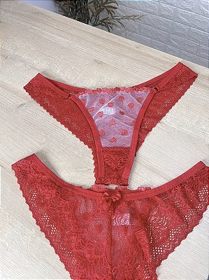 Calcinha Tule Bordada Renda Plus Size