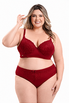 Conjunto Lingerie Plus Size Microfibra e Renda REF 202162