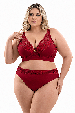 Conjunto Lingerie Plus Size Microfibra e Renda REF 202169