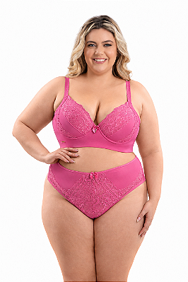 Conjunto Lingerie Microfibra e Renda Plus Size REF 202168