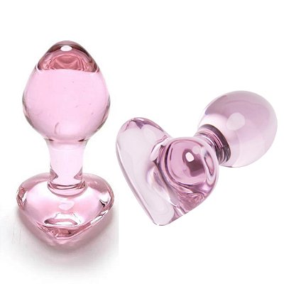 plug de vidro formato de coração rosa