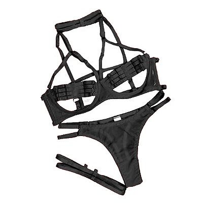 Conjunto Lingerie de Tule Strappy Preto